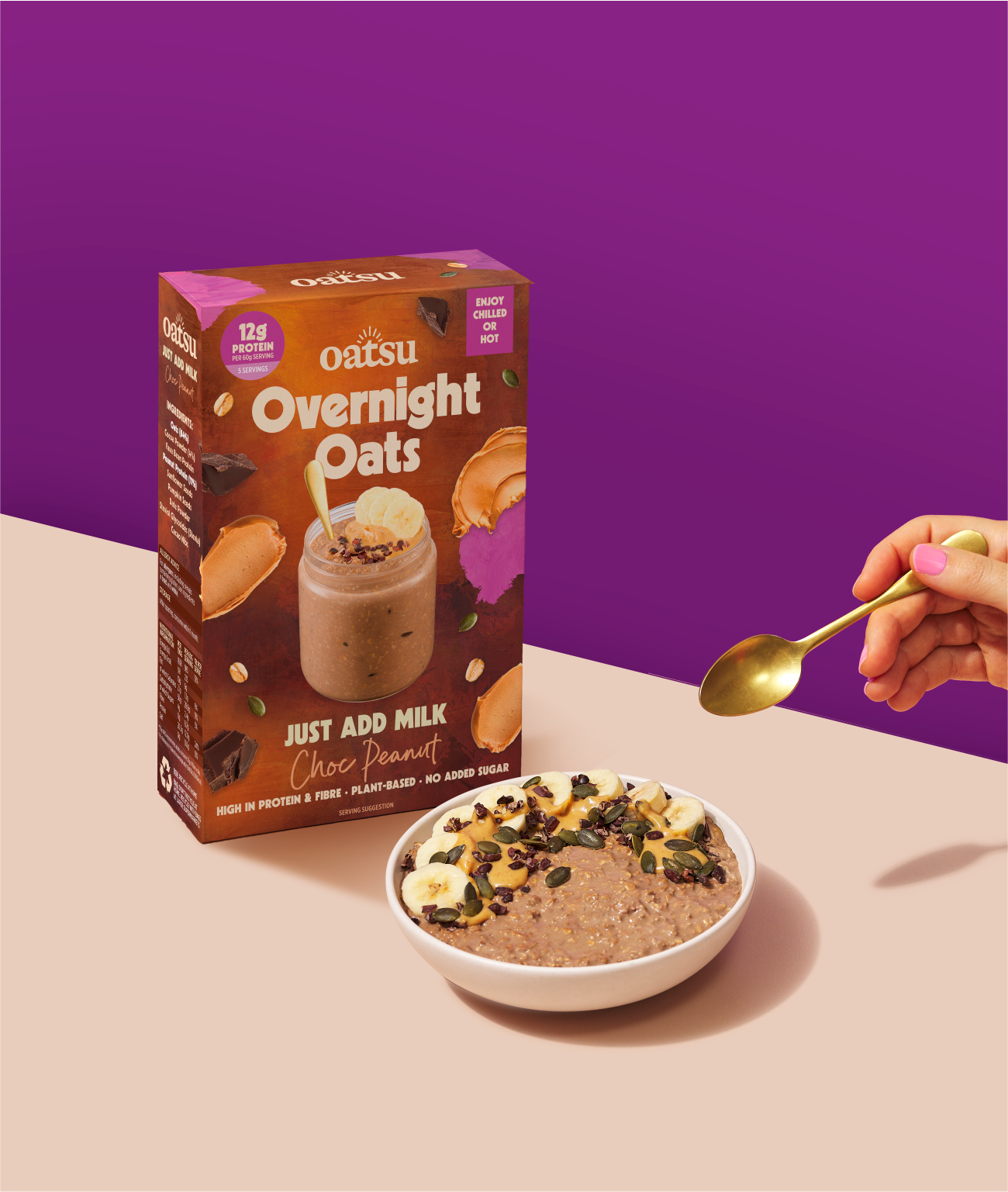 Choc Peanut Just Add Milk Overnight Oats