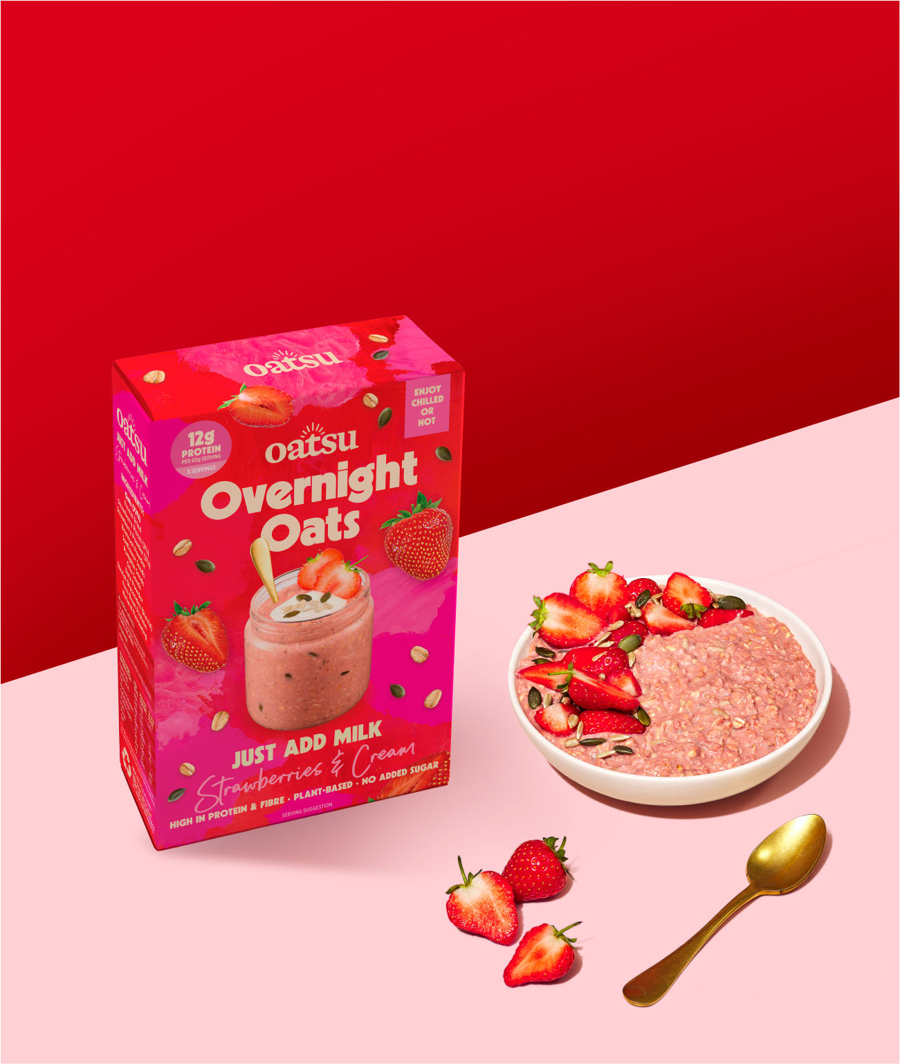 Strawberries & Cream Just Add Milk Overnight Oats